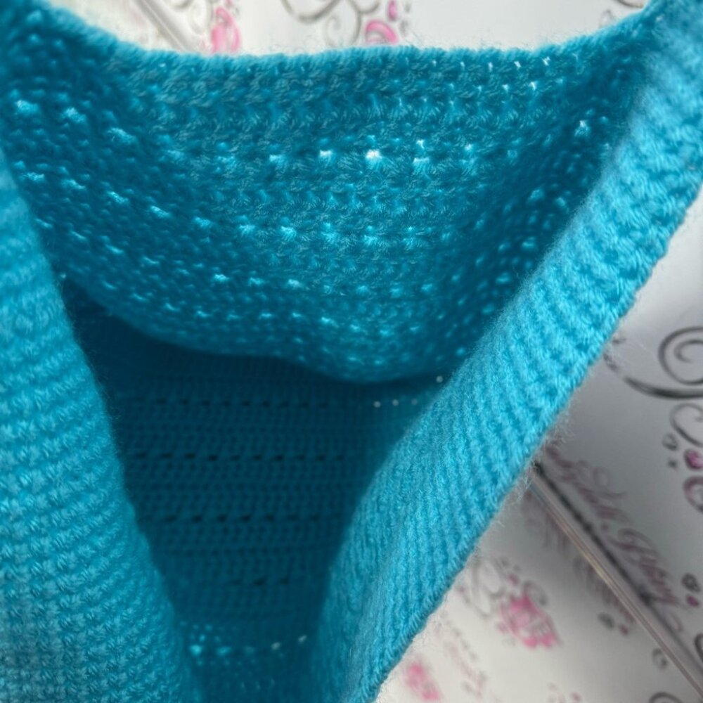 Bag Crochet knit knitted blue turquoise tote bag cute beach boho summer beachy - Picture 6 of 7